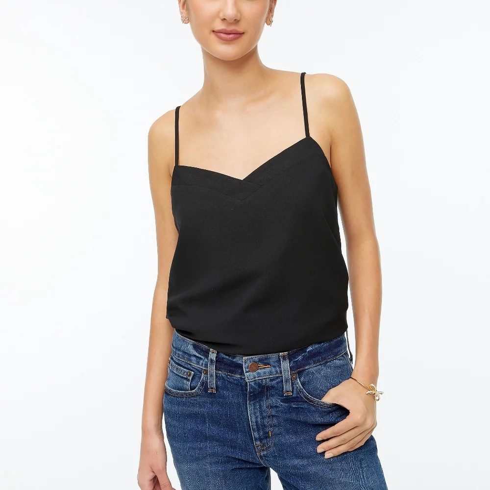 New! J Crew sz 8 V-neck Black Cami Camisole Tank Top NWT